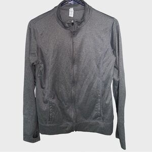 ALO yoga Full Zip jacket womens Running athletic Track w/thumb holes Grey